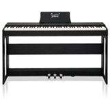 Glarry GDP-104 88 Keys Full Weighted Keyboards Digital Piano with Furniture Stand, Power Adapter, Triple Pedals, Headphone, for All Experience Levels Black