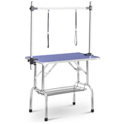 W90*D60*H76(cm) / 36*23.6*30(inch) Adjustable Portable Stainless steel Dog Grooming Table with Arm Noose+ + Accessories Tray_0
