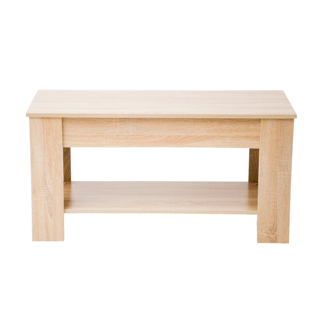 Lift up Top Coffee Table with storage and shelf living room(Oak)_2