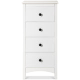 Tall Chest of 4 Drawers White Bedside Cabinet Wood Storage Chest Bedroom Hallway Anti-Tipping Supports_1