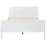 Wooden Bed Frame with Headboard and Footboard, Pine Wood Bed for Kids Bedroom, Ivory_10