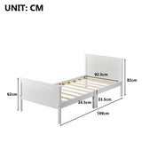(SALE)Wooden Bed Frame with Headboard and Footboard, Pine Wood Bed for Kids Bedroom, Ivory_11