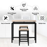 Bar Table Set, Bar Table with 2 Bar Stools, Breakfast Bar Table and Stool Set, Kitchen Counter with Bar Chairs, Industrial for Kitchen, Living Room, Party Room（Oak）_5