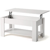 Lift up Top Coffee Table with storage and shelf living room(White)_19