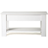 Lift up Top Coffee Table with storage and shelf living room(White)_17