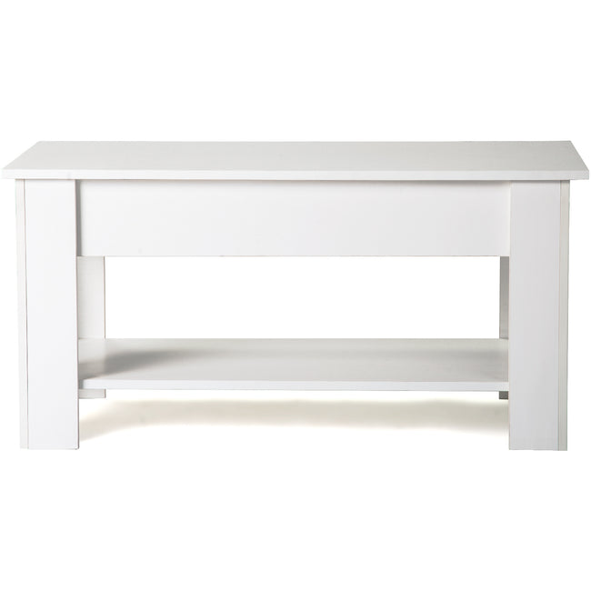 Lift up Top Coffee Table with storage and shelf living room(White)_17
