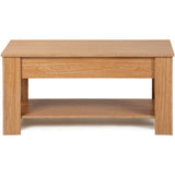 Lift up Top Coffee Table with storage and shelf living room(Oak)_17