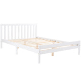 【SALE】Wooden Bed Frame, Double Bed 4ft6 Solid Wooden Bed Frame, Bedroom Furniture for Adults, Kids, Teenagers, 135 x 190 cm (White)_14