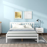 【SALE】Wooden Bed Frame, Double Bed 4ft6 Solid Wooden Bed Frame, Bedroom Furniture for Adults, Kids, Teenagers, 135 x 190 cm (White)_11