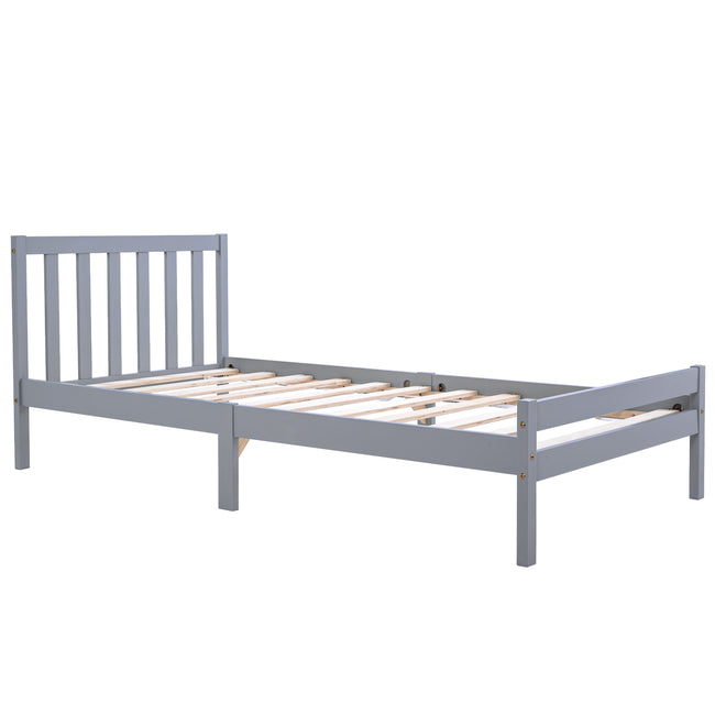 Wooden Bed Frame, Single Bed 3ft Solid Wooden Bed Frame, Bedroom Furniture for Adults, Kids, Teenagers ,90 x 190 cm (Grey)_13