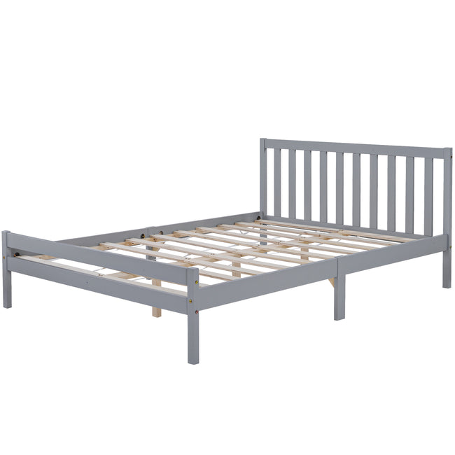 Wooden Bed Frame, Double Bed 4ft6 Solid Wooden Bed Frame, Bedroom Furniture for Adults, Kids, Teenagers, 135 x 190 cm (Grey)_15