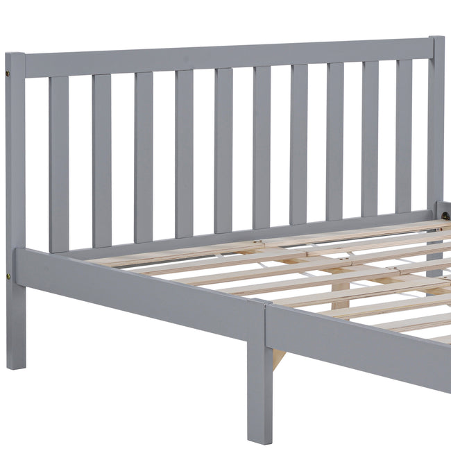 Wooden Bed Frame, Double Bed 4ft6 Solid Wooden Bed Frame, Bedroom Furniture for Adults, Kids, Teenagers, 135 x 190 cm (Grey)_5