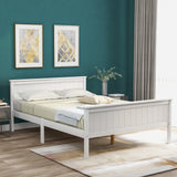 Wooden Bed Frame with Headboard and Footboard, Pine Wood Bed for Kids Bedroom, Ivory_8