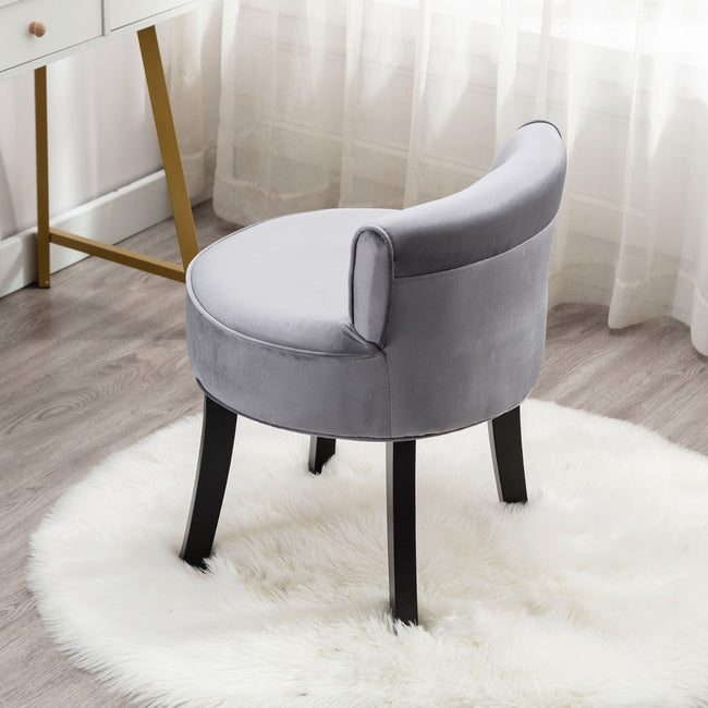 【£3 OFF/4 ORDERS】Velvet Bedroom Chair Dresser Chair with OAK Legs, Dressing Table Fabric Stool Fabric Dressing Table Chair_1