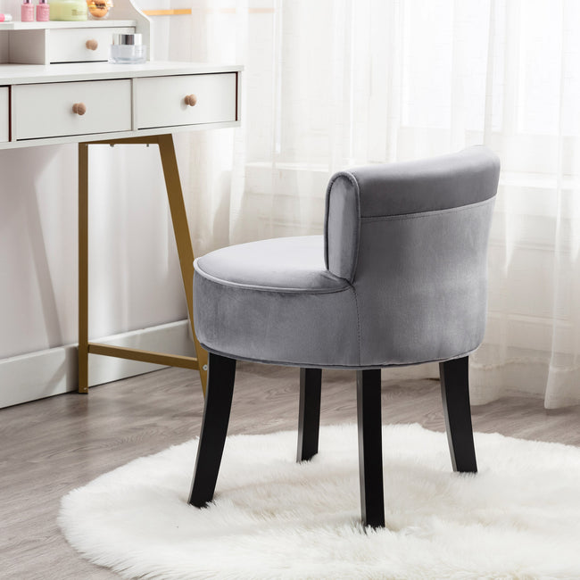 【£3 OFF/4 ORDERS】Velvet Bedroom Chair Dresser Chair with OAK Legs, Dressing Table Fabric Stool Fabric Dressing Table Chair_2