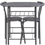 3-Piece Dining Table & Chair Set for Kitchen, Dining Room, Compact Space Wooden Steel Frame_1