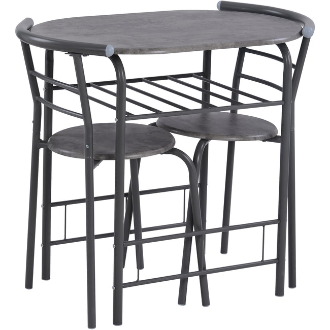 3-Piece Dining Table & Chair Set for Kitchen, Dining Room, Compact Space Wooden Steel Frame_2