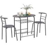 3-Piece Dining Table & Chair Set for Kitchen, Dining Room, Compact Space Wooden Steel Frame_26