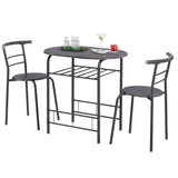 3-Piece Dining Table & Chair Set for Kitchen, Dining Room, Compact Space Wooden Steel Frame_5