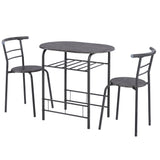 3-Piece Dining Table & Chair Set for Kitchen, Dining Room, Compact Space Wooden Steel Frame_7