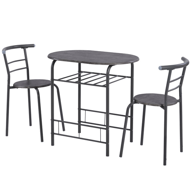 3-Piece Dining Table & Chair Set for Kitchen, Dining Room, Compact Space Wooden Steel Frame_7