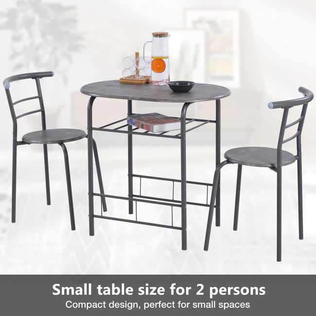 3-Piece Dining Table & Chair Set for Kitchen, Dining Room, Compact Space Wooden Steel Frame_13
