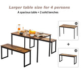 3-Piece Dining Table and Bench Set 4-Person Space-Saving Dinette for Kitchen Patio Outdoor_6