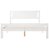 Double Bed White. Solid Wooden Bed Frame Solid Wood Bedroom Furniture For Adults, Kids, Teenagers 4ft6 Double (White 190x135cm)_4