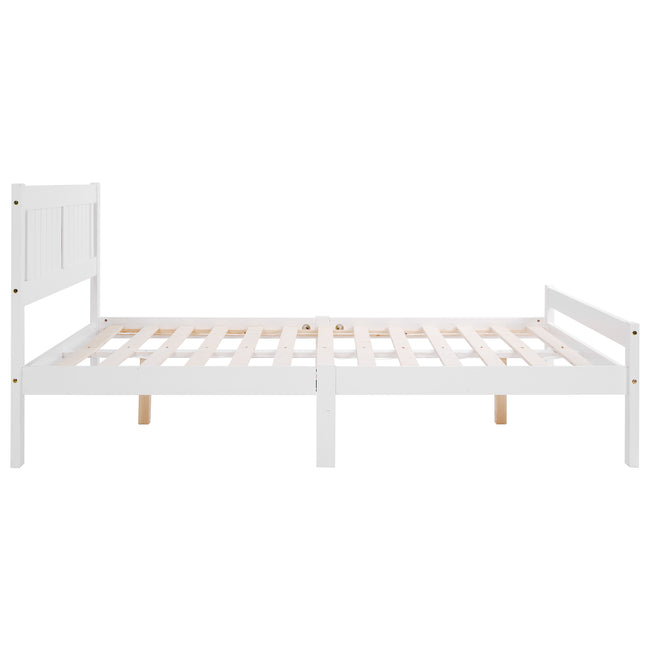 Double Bed White. Solid Wooden Bed Frame Solid Wood Bedroom Furniture For Adults, Kids, Teenagers 4ft6 Double (White 190x135cm)_10