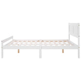 Double Bed White. Solid Wooden Bed Frame Solid Wood Bedroom Furniture For Adults, Kids, Teenagers 4ft6 Double (White 190x135cm)_7