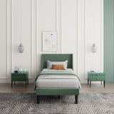 Single Bed Velvet Dark Green 3FT Upholstered Bed  with Winged Headboard, Wood Slat Support_2