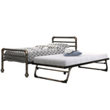 Steel Daybed Frame with Guest Trundle Bed & Slats, Solid Metal Sofa Bed, 2 in 1  Bed Frame in Antique Bronze, Industrial Style& Vintage -3FT Single 90 x 190 cm_7
