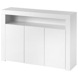 (286467468AAA)High Gloss White Sideboard Display Cabinet with LED Lights, Modern 3-Door Wood Buffet Cupboard Storage Unit with Remote Control for Kitchen Living Room Dining Room Hallway_17