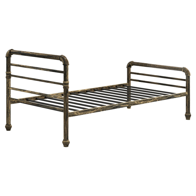 Steel Daybed Frame with Guest Trundle Bed & Slats, Solid Metal Sofa Bed, 2 in 1  Bed Frame in Antique Bronze, Industrial Style& Vintage -3FT Single 90 x 190 cm_8