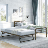 Steel Daybed Frame with Guest Trundle Bed & Slats, Solid Metal Sofa Bed, 2 in 1  Bed Frame in Antique Bronze, Industrial Style& Vintage -3FT Single 90 x 190 cm_15