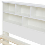 Bed with Shelves, White Wooden Storage Bed, Underbed Drawer - 3FT Single (90 x 190 cm) Frame Only_6