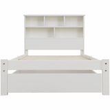 Bed with Shelves, White Wooden Storage Bed, Underbed Drawer - 3FT Single (90 x 190 cm) Frame Only_34
