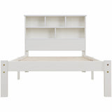 Bed with Shelves, White Wooden Storage Bed, Underbed Drawer - 3FT Single (90 x 190 cm) Frame Only_8