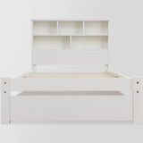 Bed with Shelves, White Wooden Storage Bed, Underbed Drawer - 3FT Single (90 x 190 cm) Frame Only_26
