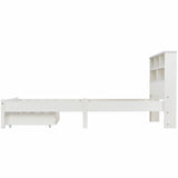 Bed with Shelves, White Wooden Storage Bed, Underbed Drawer - 3FT Single (90 x 190 cm) Frame Only_10