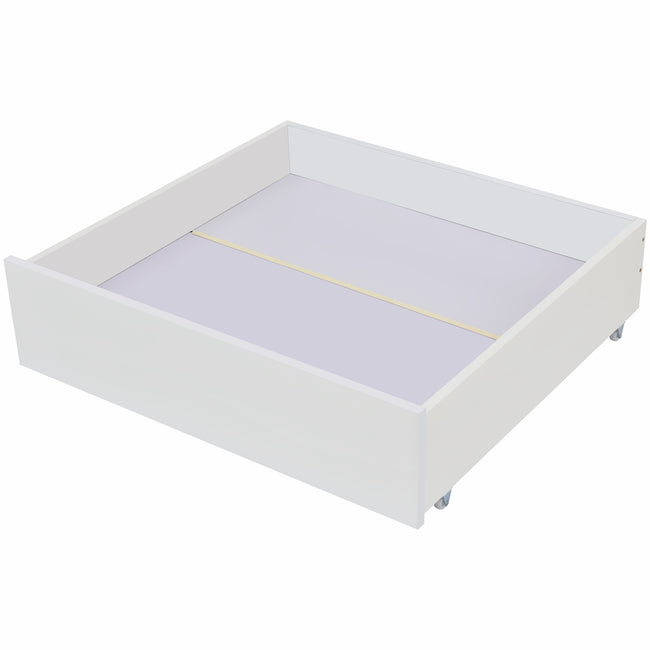 Bed with Shelves, White Wooden Storage Bed, Underbed Drawer - 3FT Single (90 x 190 cm) Frame Only_4