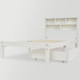 Bed with Shelves, White Wooden Storage Bed, Underbed Drawer - 3FT Single (90 x 190 cm) Frame Only_29