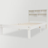 Bed with Shelves, White Wooden Storage Bed, Underbed Drawer - 3FT Single (90 x 190 cm) Frame Only_32