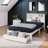 Bed with Shelves, White Wooden Storage Bed, Underbed Drawer - 3FT Single (90 x 190 cm) Frame Only_17