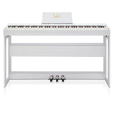 Glarry GDP-104 88 Keys Full Weighted Keyboards Digital Piano with Furniture Stand, Power Adapter, Triple Pedals, Headphone, for All Experience Levels White