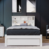 Bed with Shelves, White Wooden Storage Bed, Underbed Drawer - 3FT Single (90 x 190 cm) Frame Only_18