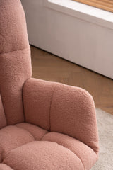 Mid Century Modern Teddy Fabric Tufted Upholstered Rocking Chair Padded Seat For Living Room Bedroom,Pink_1