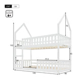 Bunk Bed, Twin Sleeper Bed with Ladder, Solid Wood Frame 3FT Single bed, Gaming Bed,  Castle-shaped Bed 90 x 190 cm Children's Bed room Furniture, Wooden Bed Frame for Kids Children (White)_10