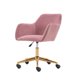 New Velvet Fabric Material Adjustable Height Swivel Home Office Chair For Indoor Office With Gold Legs,Pink_10