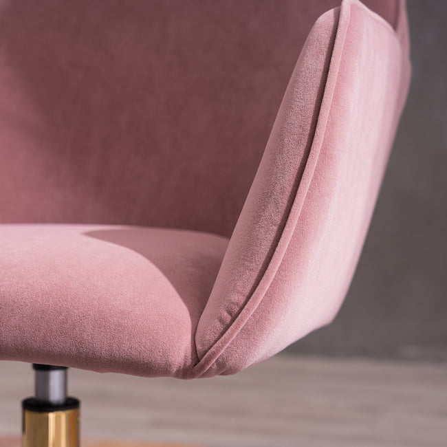 New Velvet Fabric Material Adjustable Height Swivel Home Office Chair For Indoor Office With Gold Legs,Pink_5